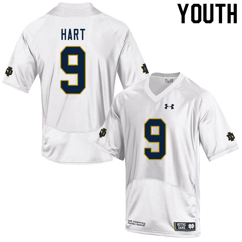 Youth #9 Cam Hart Notre Dame Fighting Irish College Football Jerseys Sale-White
